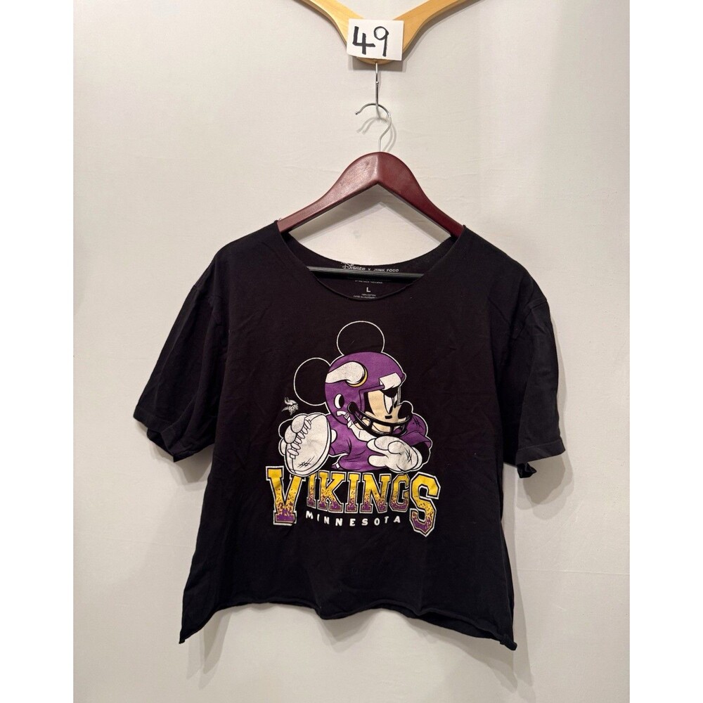 Disney x Junk Food Minnesota Vikings NFL Mickey Mouse Shirt Black Size L